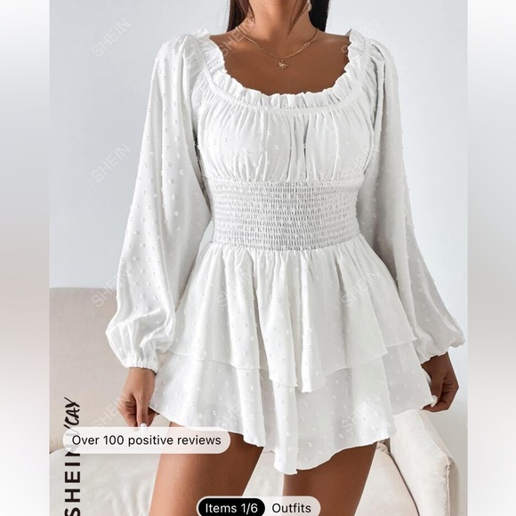 shein white off shoulder romper - Picture 1 of 3